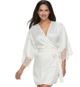 Women's Flora by Flora Nikrooz Lace-Trim Satin Rob